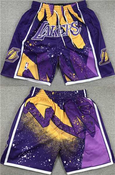 Mens Los Angeles Lakers Purple Shorts (Run Small)->nba shorts->NBA Jersey